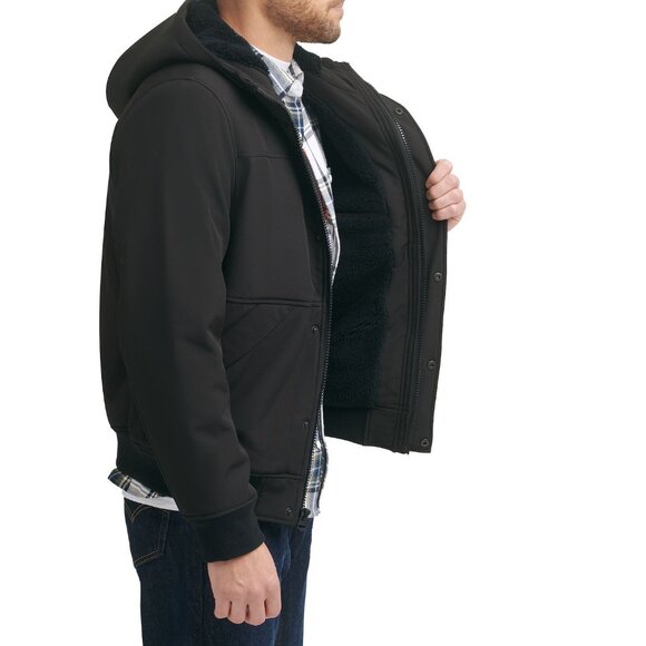 Levi Strauss & Co. Mens Sherpa Lined Hooded Soft Shell Jacket Black Size XL - Picture 4 of 5